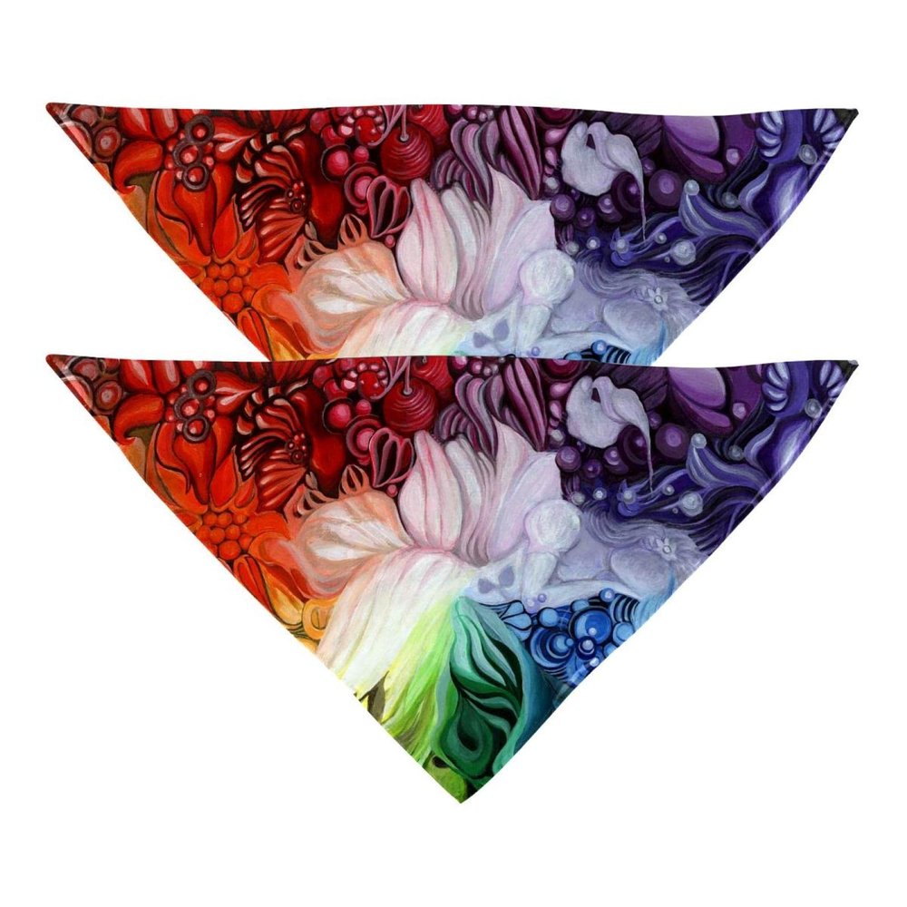 Dog Bandanas, 2-Pack, Fairy Rainbow Design, Chiffon Triangle Bibs