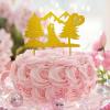 Rustic “Mr and Mrs” Cake Topper, Personalized with Family Name, Date and Bride-and-Groom Silhouette view 3