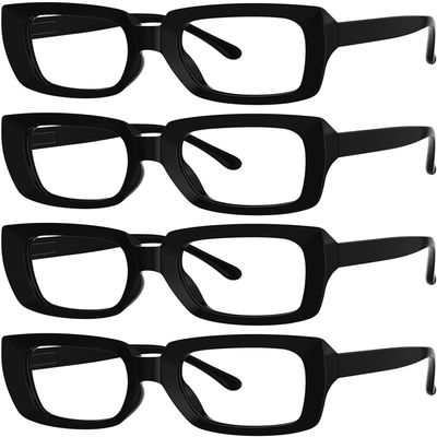 Eyekepper 4-Pack Stylish Reading Glasses for Women – Black Oversized Square Frames +3.25