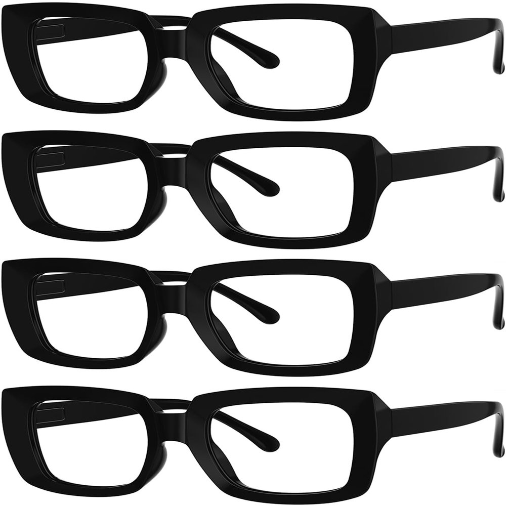 Eyekepper 4-Pack Stylish Reading Glasses for Women – Black Oversized Square Frames +3.25