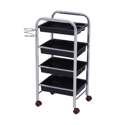 MERTNK 4-Tier Beauty Salon Cart with Drawers, Hair Dryer Holder, Silver