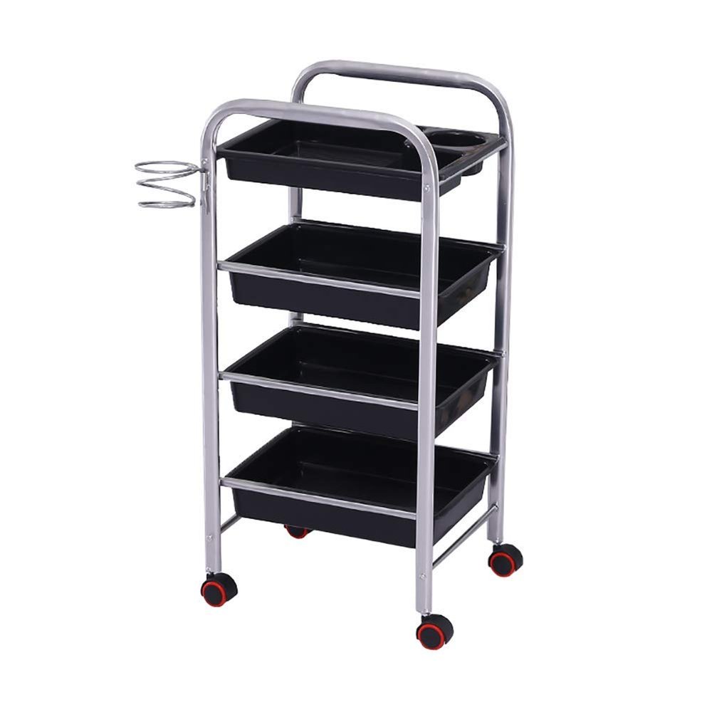 MERTNK 4-Tier Beauty Salon Cart with Drawers, Hair Dryer Holder, Silver