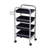 MERTNK 4-Tier Beauty Salon Cart with Drawers, Hair Dryer Holder, Silver view 1