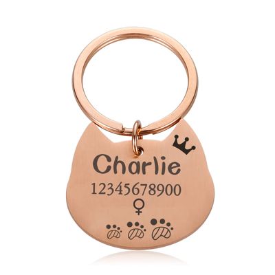 Personalized Stainless Steel Pet ID Tag, Rose Gold, 29 x 27 mm