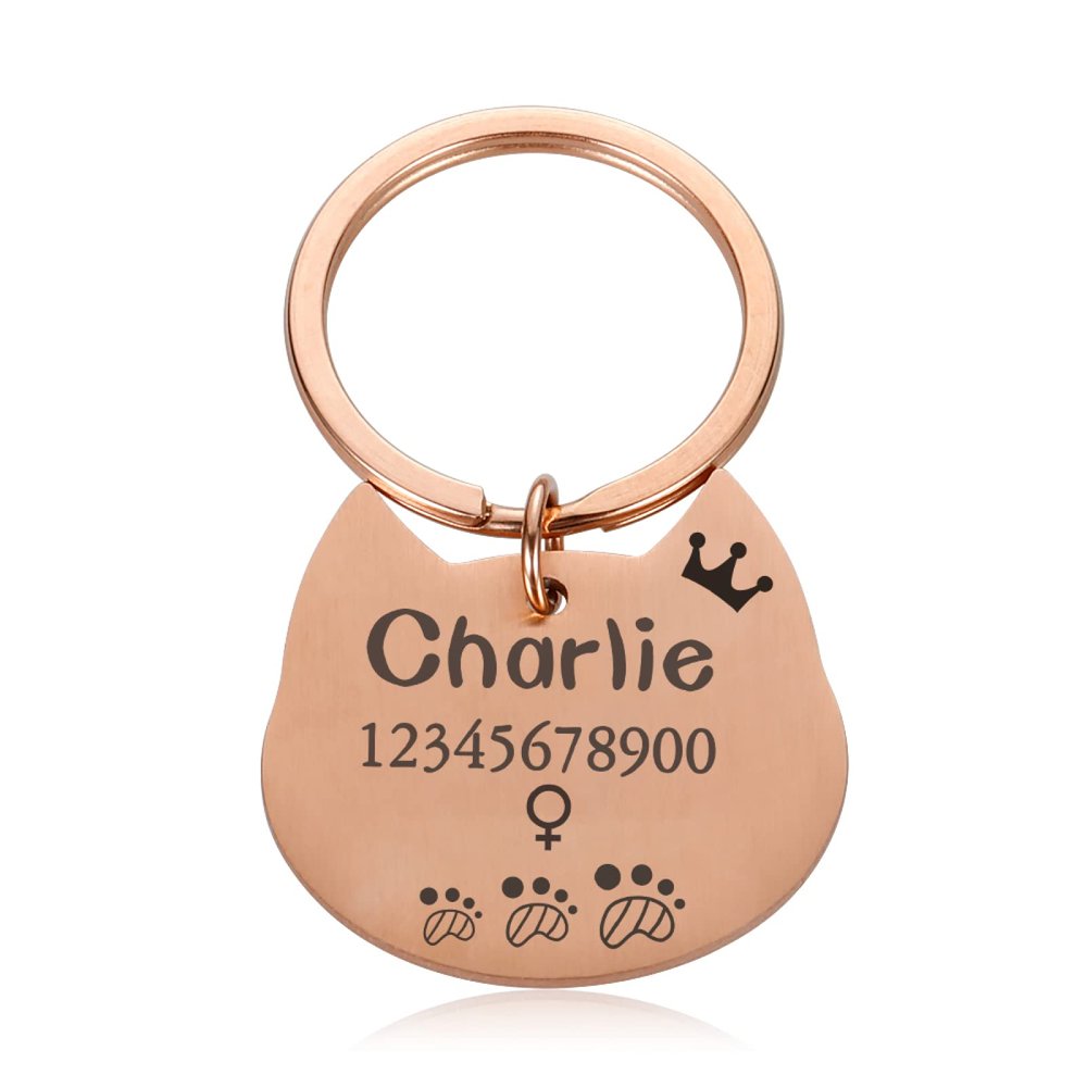 Personalized Stainless Steel Pet ID Tag, Rose Gold, 29 x 27 mm