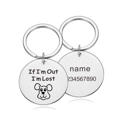 Personalized Round Stainless Steel Pet ID Tag for Dogs and Cats, Silver, 20 x 20 mm