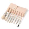 Liasun Travel Makeup Brush Set, Mini Premium Synthetic Fiber Brushes with Storage Bag, Beige/Pink view 1
