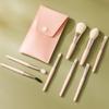 Liasun Travel Makeup Brush Set, Mini Premium Synthetic Fiber Brushes with Storage Bag, Beige/Pink view 4