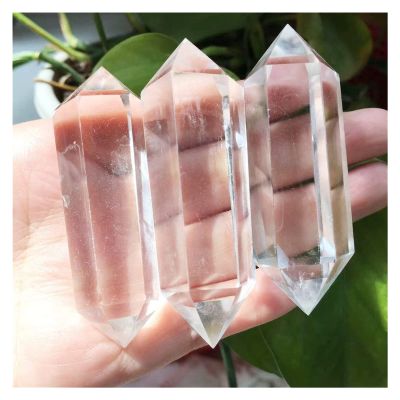 Kigauru Rough Natural Crystal, 3-Piece Set, Natural White Quartz Clear Crystal Obelisk, Hexagonal Double-Terminated Reiki Healing Wand, Polished Stone, 7–8 cm