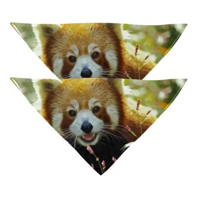 Dog Bandanas, 2-Pack, Red Panda Design, Chiffon Triangle Bibs