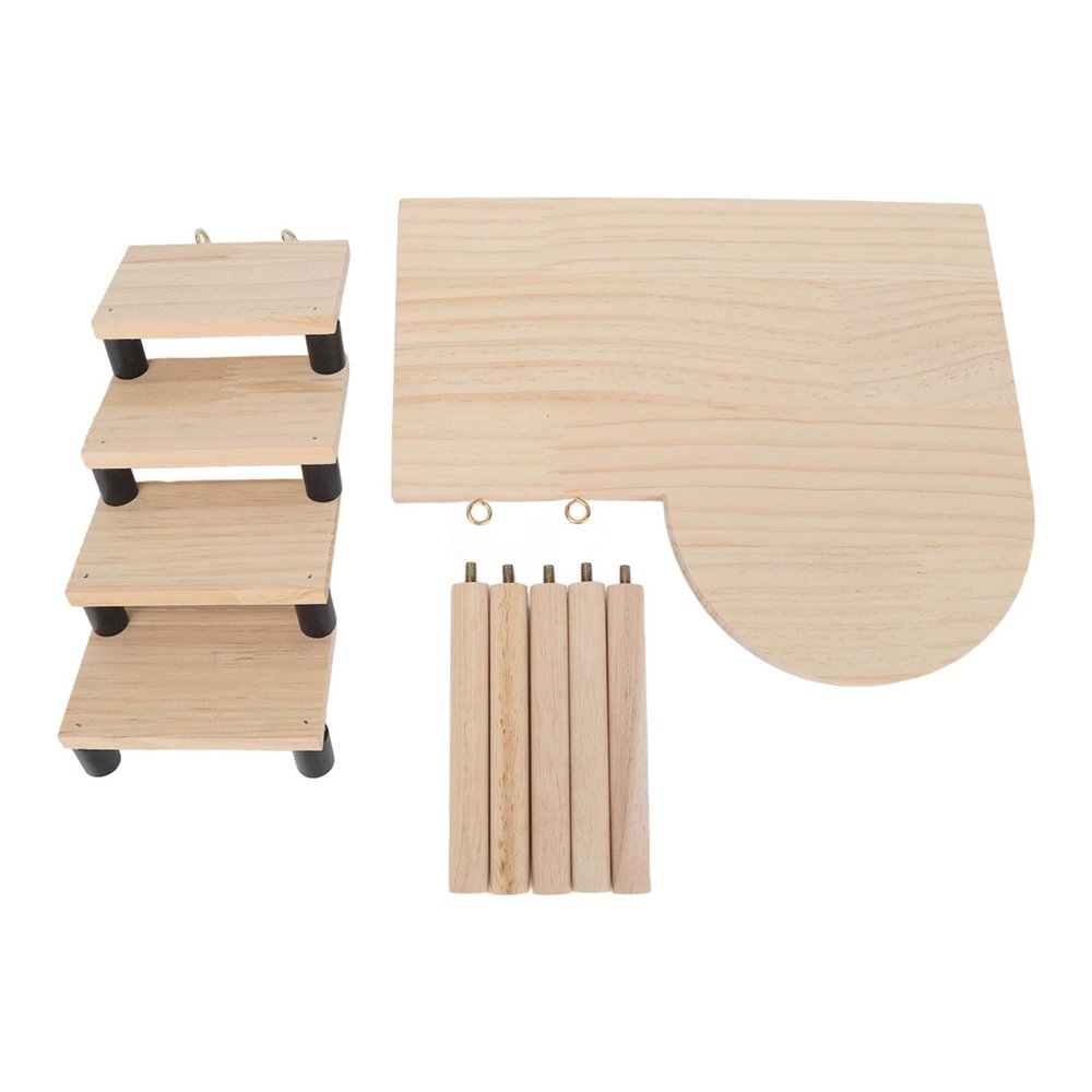 Hamster Wooden Platform Toy with Ladder for Small Pets