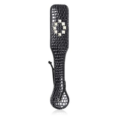 Yikoly PU Leather Studded Spanking Paddle, Black, 32 cm