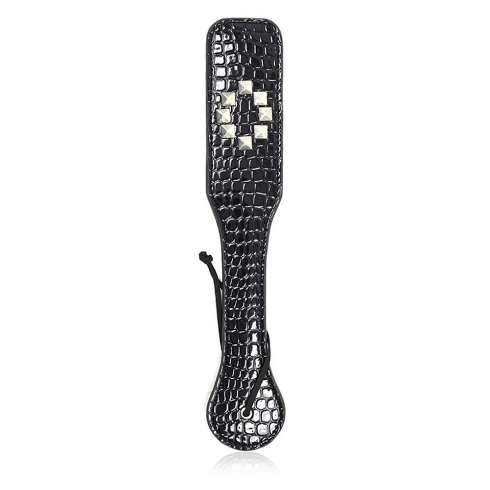 Yikoly PU Leather Studded Spanking Paddle, Black, 32 cm