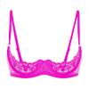 inhzoy Women's Lace Ouvert Underwire Bra, Open Bustier Push-Up Lingerie, Rose_B 5XL view 1