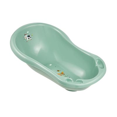 keeeper Funny Farm Ergonomic Baby Bathtub with Plug, 0–12 Months, 84 cm, Maria, Nordic Green