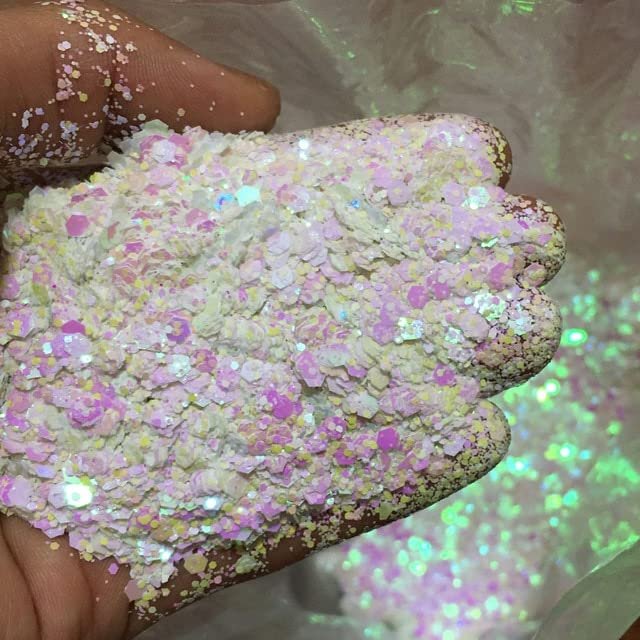 LEEYOX 10 g Holographic Mixed Hexagonal Chunky Iridescent Nail Art Glitter Flakes, Laser Sparkling Sequin Discs