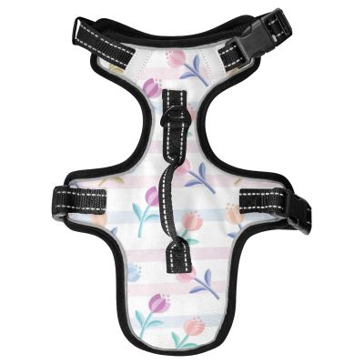 Naanle Cartoon Tulip Flower Dog Harness with Leash, No-Pull, Soft Padded Reflective Mesh Vest