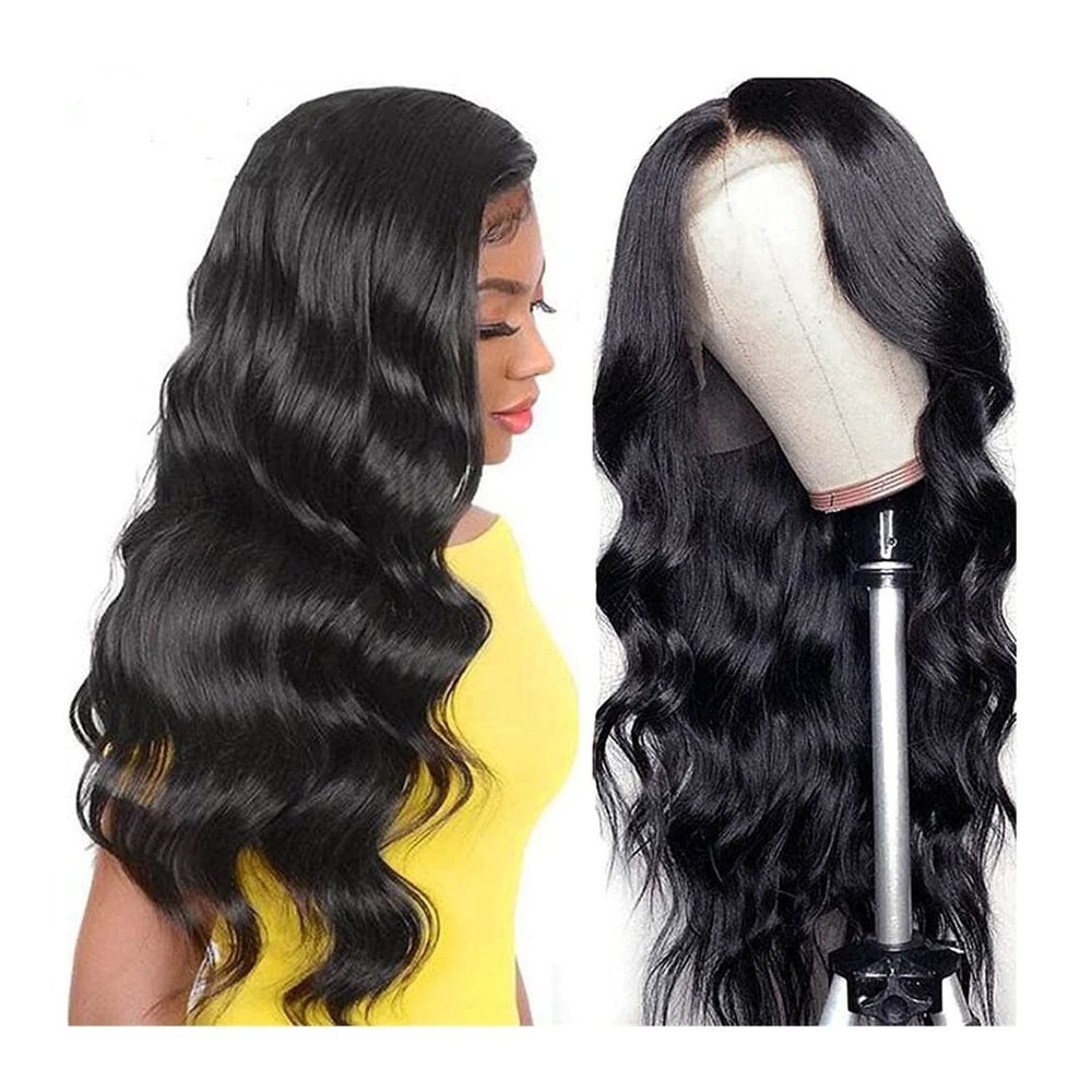 10–30 Inch Body Wave Lace Front Wig for Black Women, Human Hair, 13x4 HD Lace, 150% Density, Natural Black