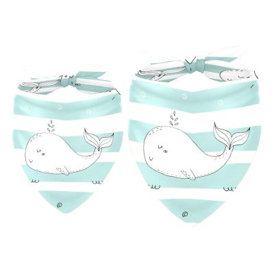 2-Pack Dog Bandanas, Green Underwater World Design, for Small, Medium and Large Dogs, Puppies and Cats