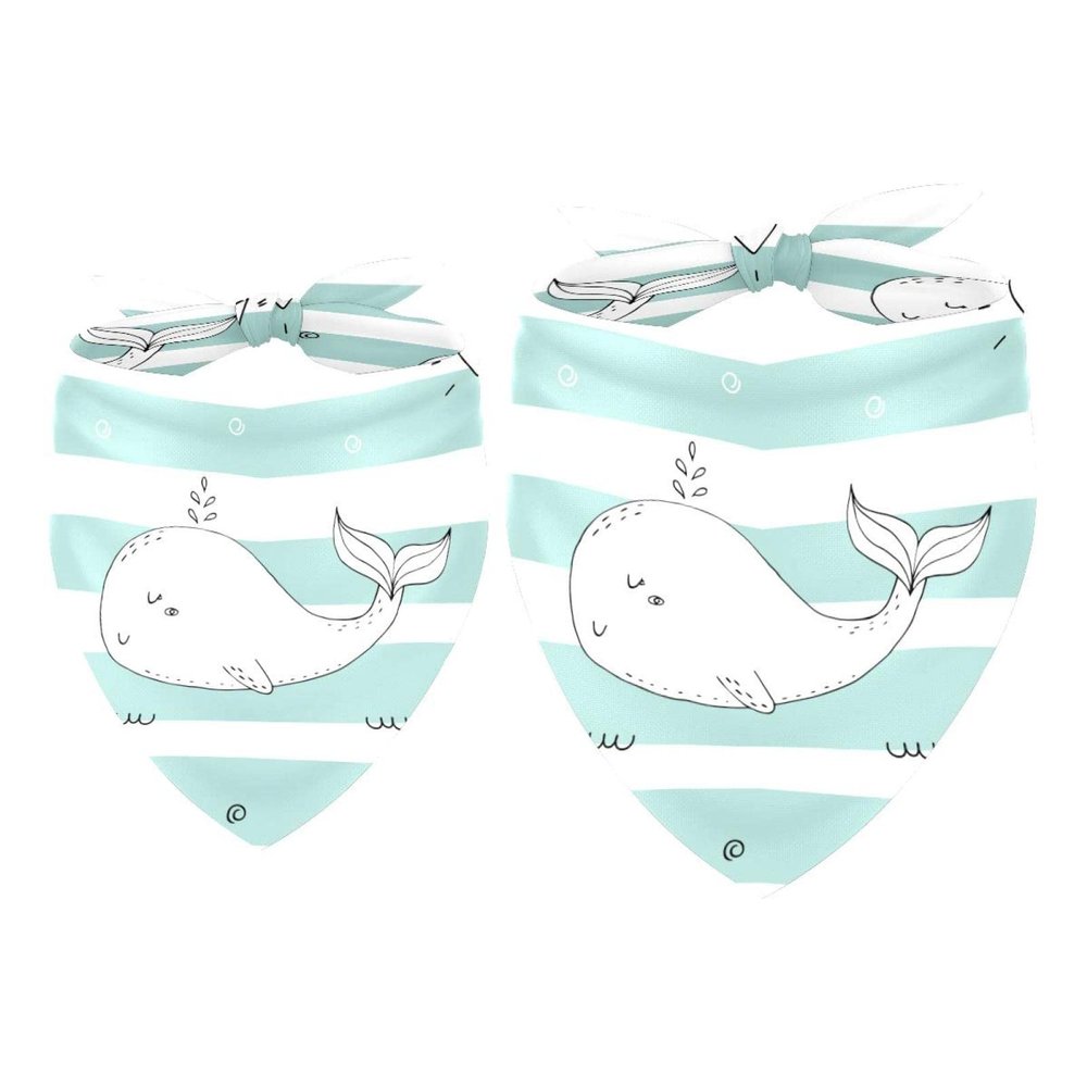 2-Pack Dog Bandanas, Green Underwater World Design, for Small, Medium and Large Dogs, Puppies and Cats