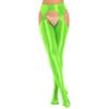 winying Women's Glossy Open-Crotch Leggings Pantyhose Stretch Bodystocking Tights, Fluorescent Green, A XL view 2