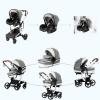 Prokoke PU Leather 3-in-1 Stroller Travel System, One-Click Foldable, Reversible Two-Way Push, Aluminum Alloy Frame, Grey 518 view 4
