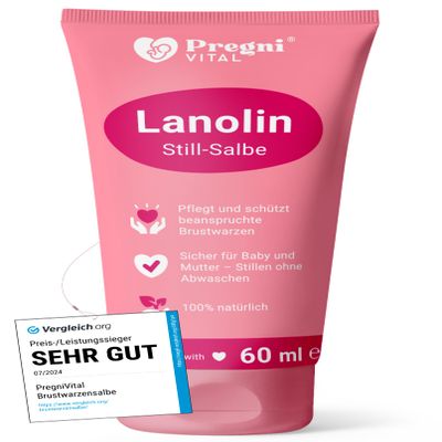 PregniVital Lanolin Nipple Ointment for Breastfeeding, 60 ml