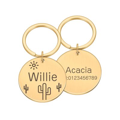 Custom Engraved Pet ID Tag, Gold, 25 mm