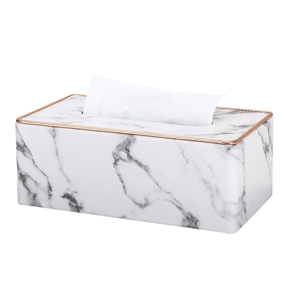 Sparrow Angel Faux Leather Marble Tissue Box Cover and Holder, 1952 Marble Golden