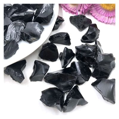 Natural Rough Crystal, 1 pc, Raw Red Obsidian/Quartz Stone for Reiki, Aquarium, Home Decoration and Energy (Color: Black Obsidian; Size: 1 pc, 20–30 mm, Random)