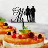 Wedding Cake Topper, Black Acrylic, Rustic Two-Men Couple Silhouette, 15.2 cm view 2