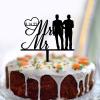 Wedding Cake Topper, Black Acrylic, Rustic Two-Men Couple Silhouette, 15.2 cm view 3