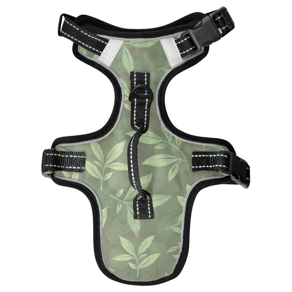 Naanle Green Leaves Dog Harness with Leash Clips