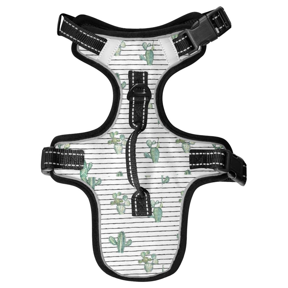 Naanle Striped Cactus No-Pull Dog Harness with Leash, Reflective Mesh Vest