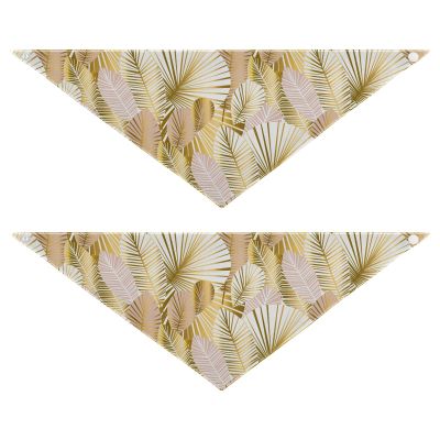 2-Pack Dog Bandanas with Snap Buttons, Triangle Pet Scarf Set, Gold Halo Rose Abstract Leaves
