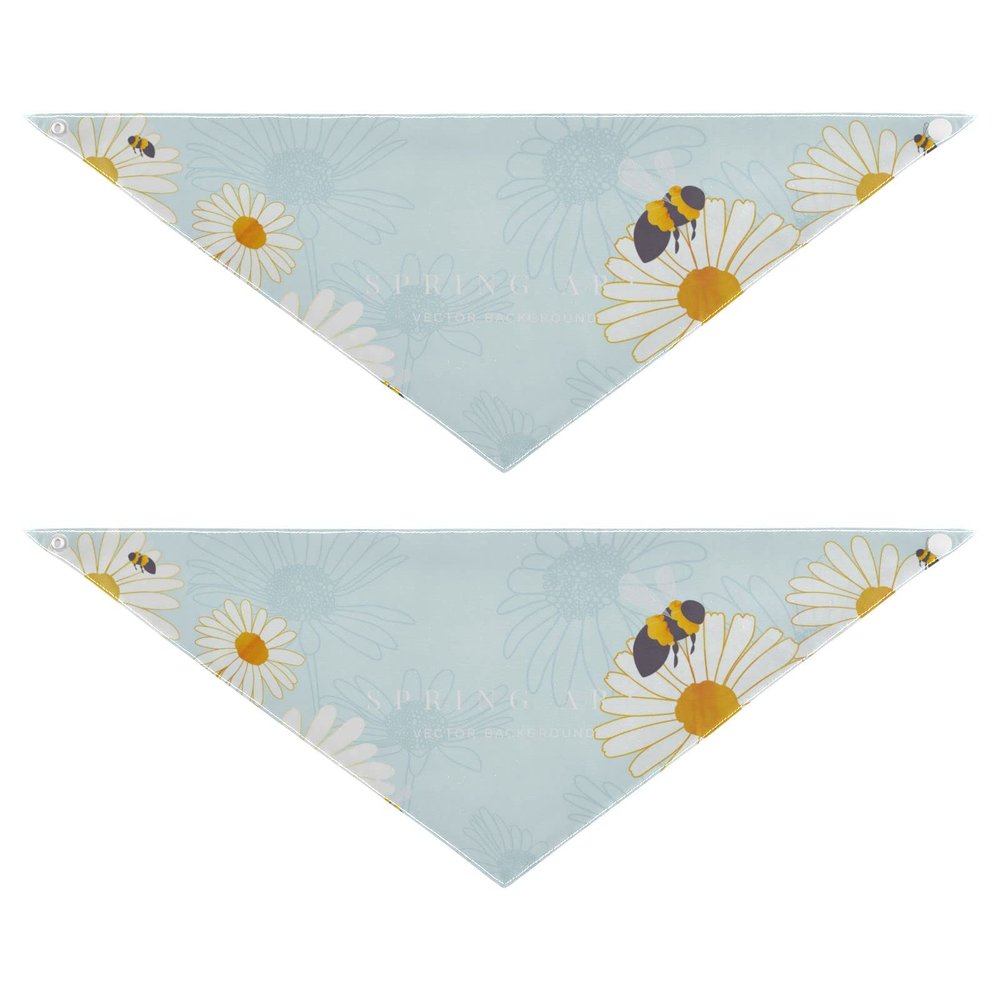 2-Piece Pet Bandana Set with Snap Buttons, Floral and Insect Design