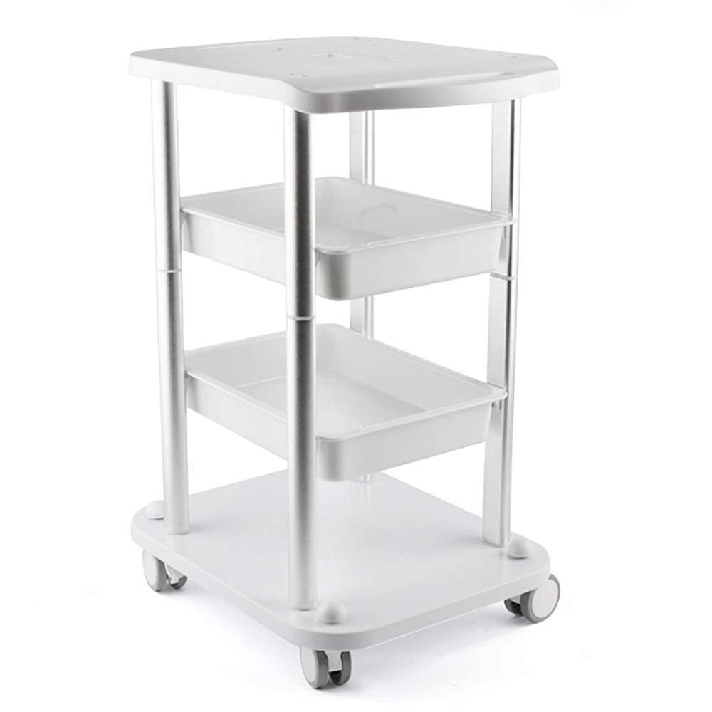 KUYT Mobile Cart, Silver Beauty Salon Cart with Braked Wheel, Hairdresser Tool Rolling Trolley, Storage Trolley