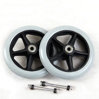 vikitim Wheelchair Front Wheels 6–8 Inch, Black/Gray Swivel Casters, Slip-Resistant Rubber Replacement Wheels for Rollators, Max. Load 120 kg, 6 Inch