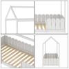 JINTAOMA Toddler Bed for Boys and Girls with Drawer and Guardrail, Solid Wood House Bed with Slatted Base, 90 x 200 cm, White view 3