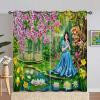 ANHOPE Princess Beast Flower Lotus Blackout Curtains with Grommets for Kids and Girls, Thermal Curtains for Living Room and Bedroom, 2-Piece Set, H 72 x W 66 in view 1
