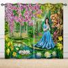 ANHOPE Princess Beast Flower Lotus Blackout Curtains with Grommets for Kids and Girls, Thermal Curtains for Living Room and Bedroom, 2-Piece Set, H 72 x W 66 in view 2