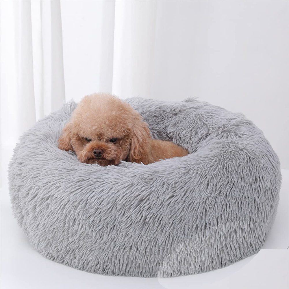 Calming Donut Dog & Cat Bed, 100 cm, Soft Faux-Fur Cushion