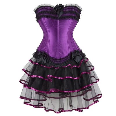 Jutrisujo Women's Gothic Vintage Corset Dress and Skirt Set, Purple, M