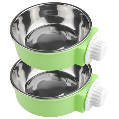 XINMEIWEN 2-Pack Stainless Steel Hanging Bird Feeder Cups, Green