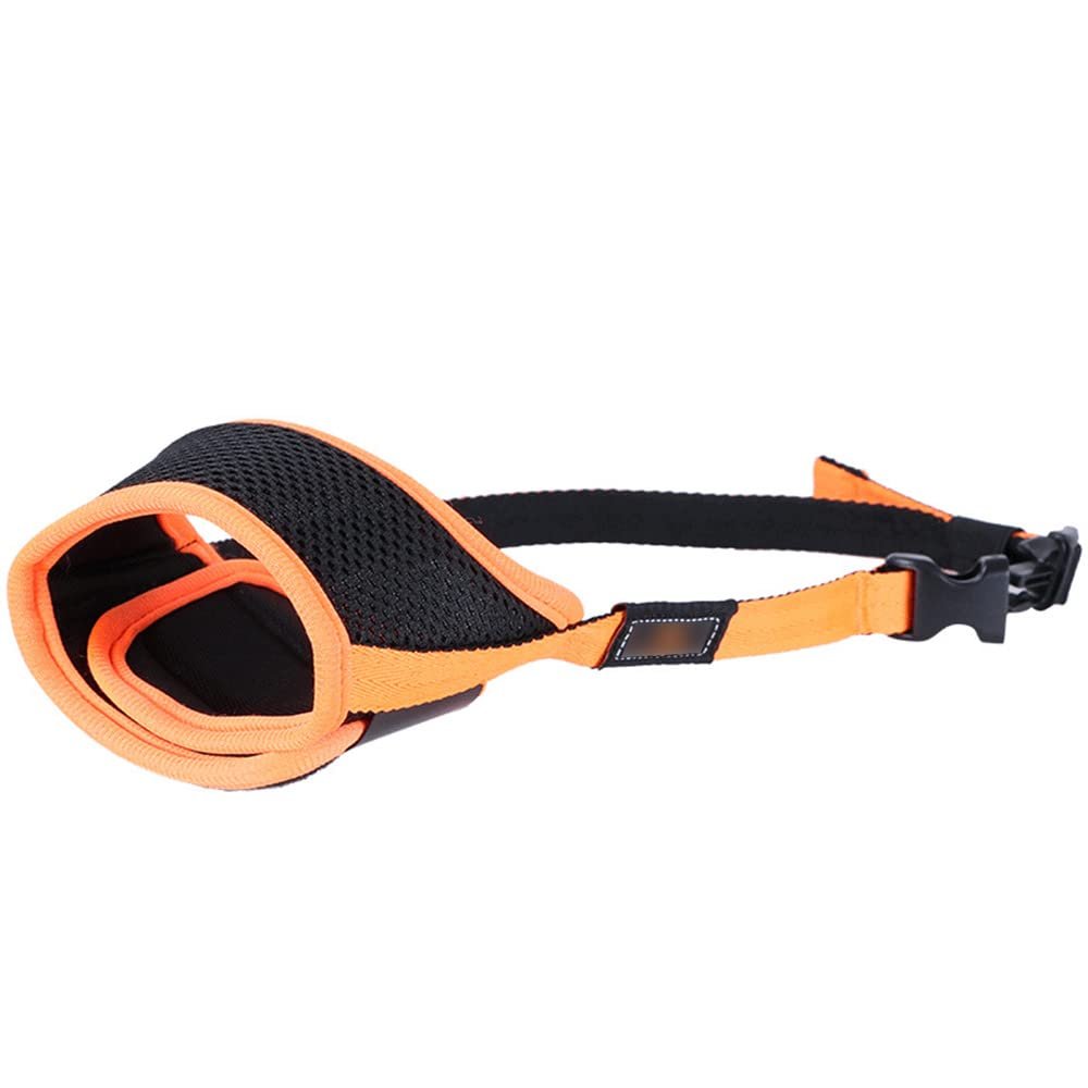 TopHomer Nylon Dog Muzzle, Adjustable Breathable Loop, Quick Fit for Small to Medium Dogs, Prevents Biting, Chewing, and Barking (Orange, S)
