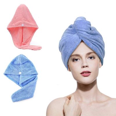 YQBFTC 2-Pack Microfiber Hair Turban Towels with Button