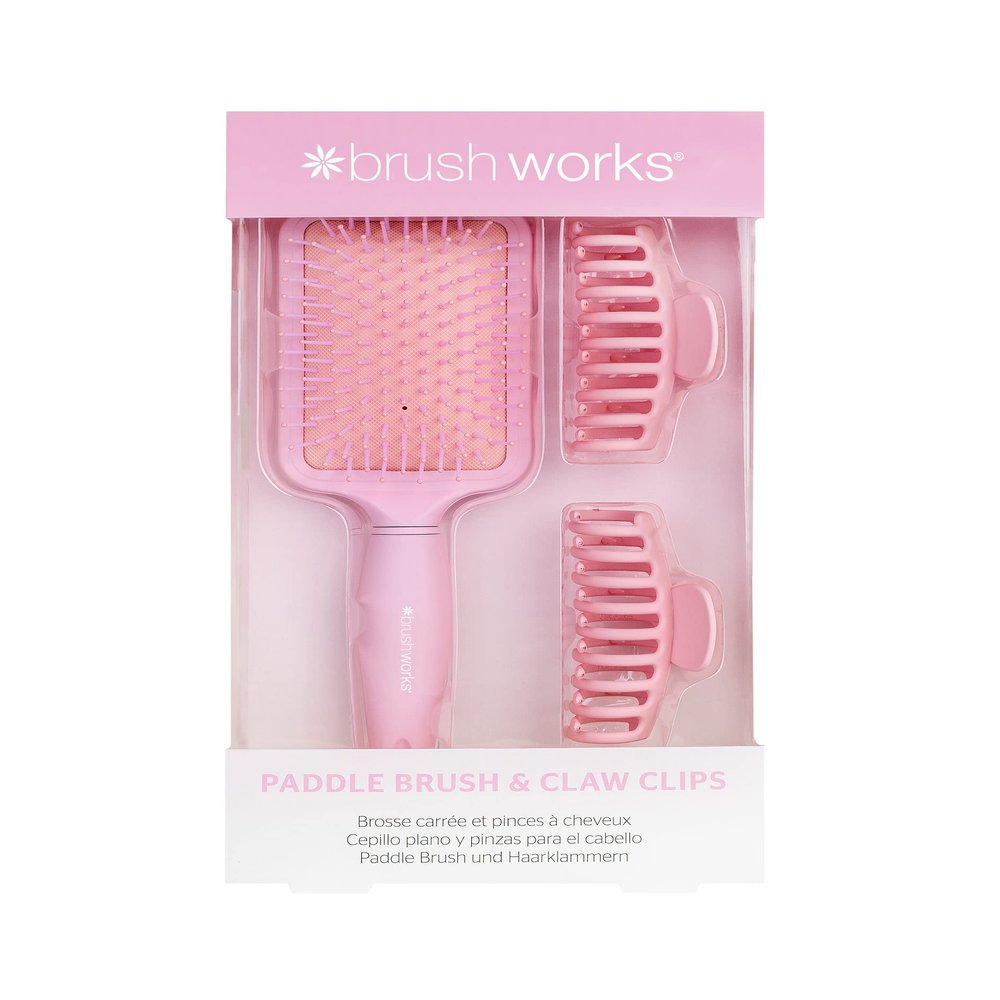 Brushworks Paddle Brush and Claw Clips Set