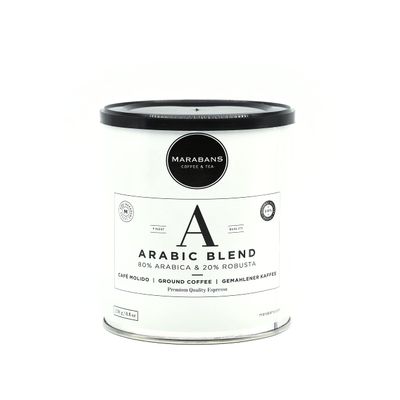 Marabans Arabic Blend Ground Coffee, 80% Arabica, 20% Robusta, 250 g Canister