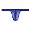 Men's Lace Thong Briefs with Pouch, Low-Rise, Blue, 2XL view 1