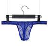 Men's Lace Thong Briefs with Pouch, Low-Rise, Blue, 2XL view 2